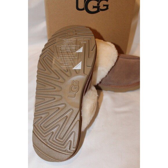 NIB UGG Suede Cozy Shearling Slippers YOUTH 6 FITS WOMENS‎ 7.5-8 BROWN - Picture 7 of 7